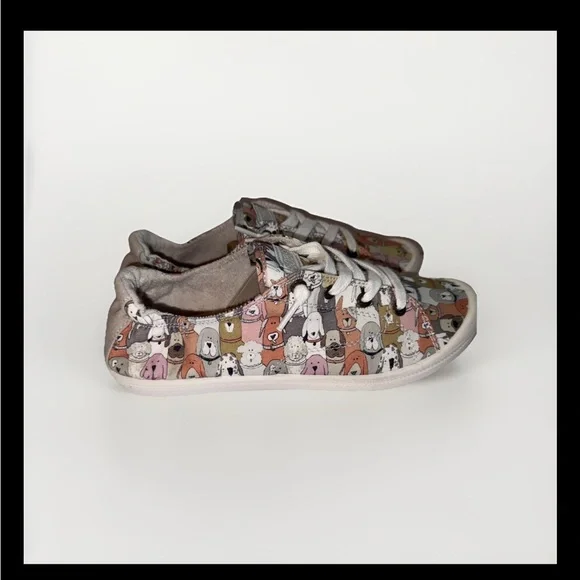 BOBS by Skechers Memory Foam Women’s Size 9.5 Multicolor Dog Pattern Sneakers - Picture 2 of 6